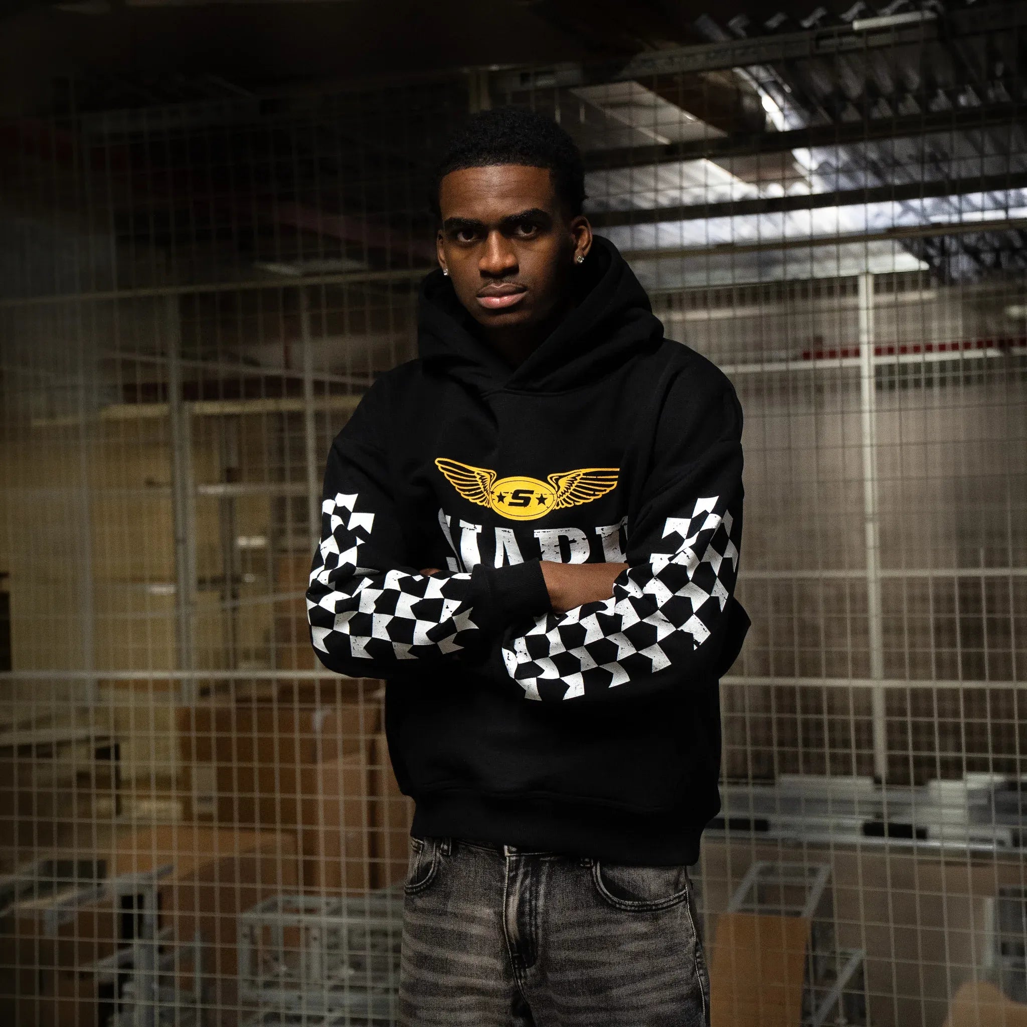 Front View of SIARR Racing Club Black Hoodie